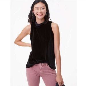 Loft Mock-Neck Velvet Tank Top Blouse